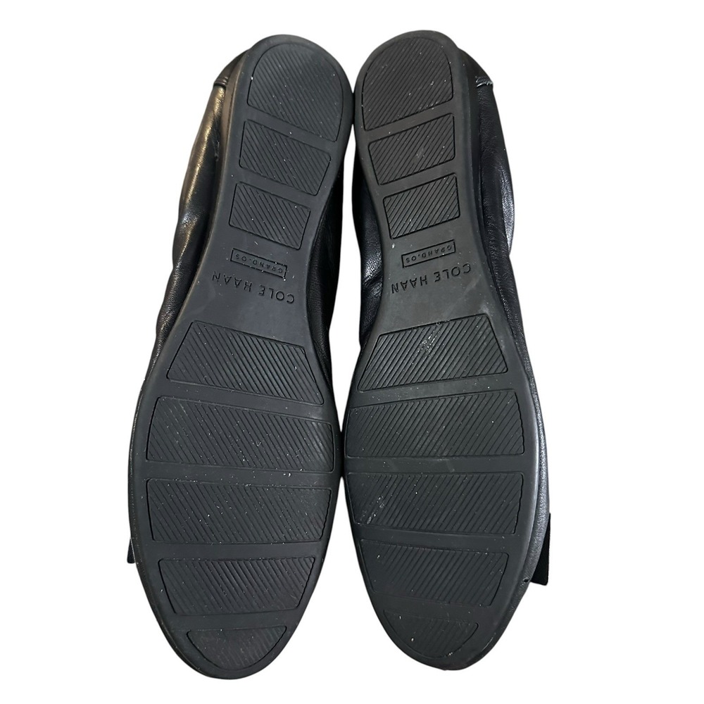 Cole Haan Tali Bow Ballet Flats Gold Square Black Leather Shoes Women's 9.5 B - Picture 8 of 10